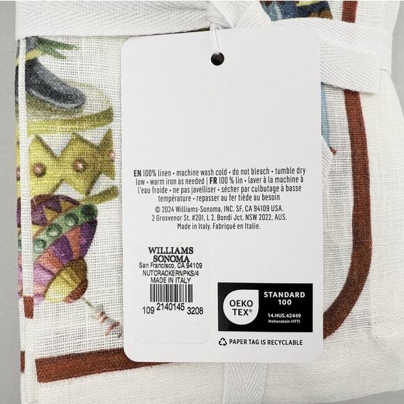 Williams Sonoma Nutcracker Linen Dinner Napkins Set of 4 Christmas Holiday - Picture 3 of 9